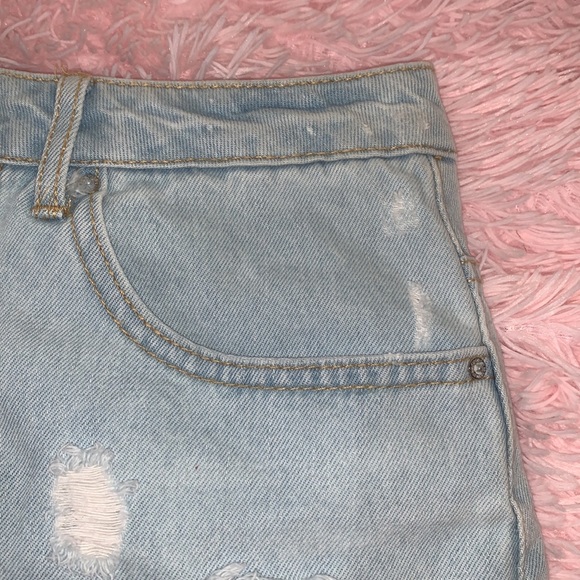 Forever 21 Light Blue Distressed Denim Skirt - Picture 5 of 15